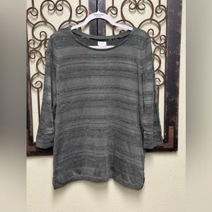 Jaclyn Smith grey striped long sleeve top